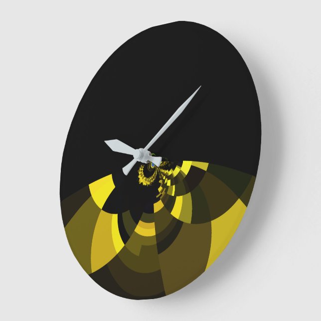 Jet Black and Gold Vector Art Print Graphic Design Large Clock (Angle)