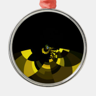 Jet Black and Gold Vector Art Print Graphic Design Metal Ornament