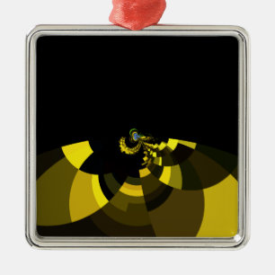 Jet Black and Gold Vector Art Print Graphic Design Metal Ornament