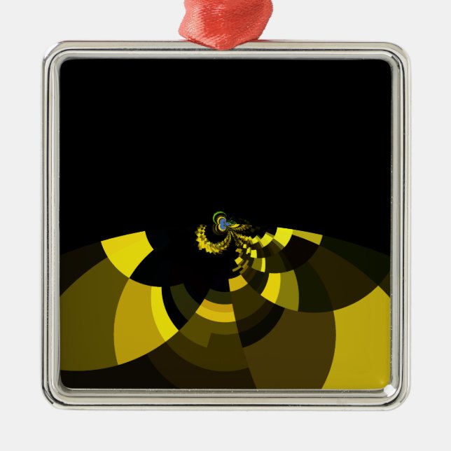 Jet Black and Gold Vector Art Print Graphic Design Metal Ornament (Front)