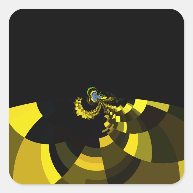 Jet Black and Gold Vector Art Print Graphic Design Square Sticker (Front)