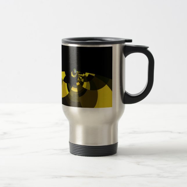 Jet Black and Gold Vector Art Print Graphic Design Travel Mug (Right)