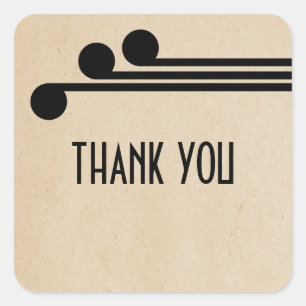 Jet Black Deco Chic Thank You Stickers