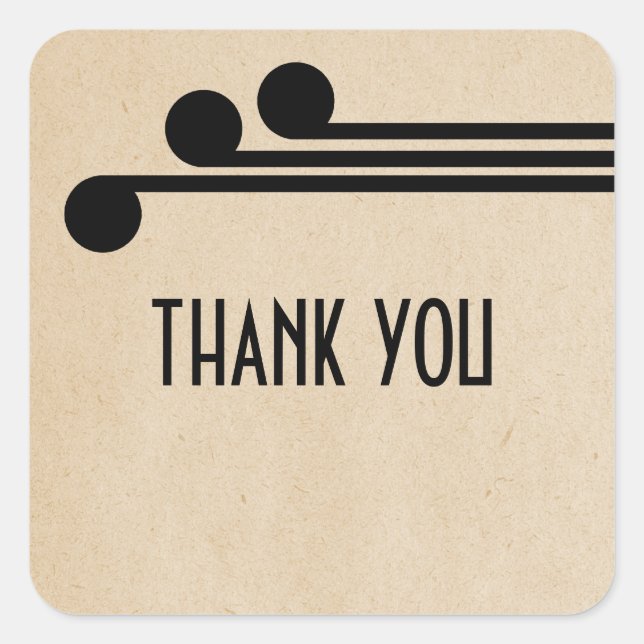 Jet Black Deco Chic Thank You Stickers (Front)