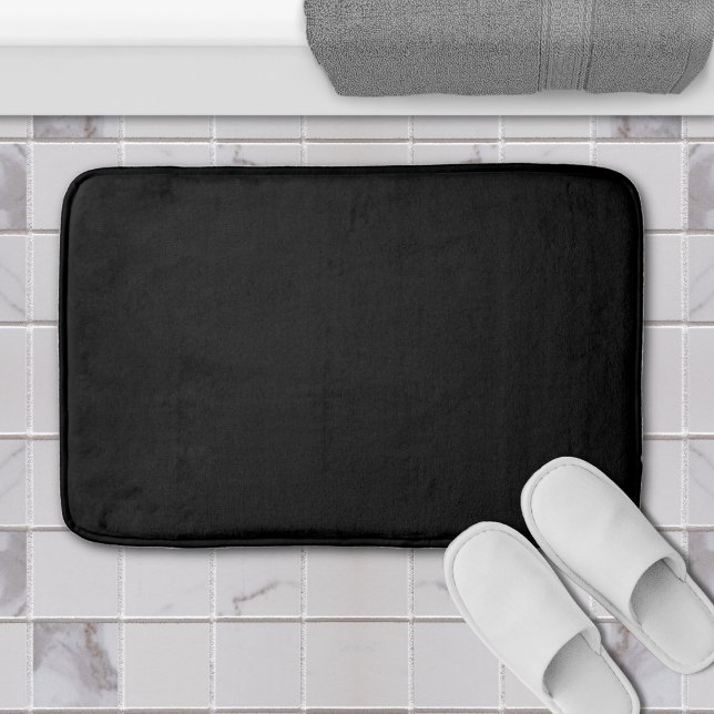 Jet Black Solid Colour Simple Minimalist Bath Mat (jet black bathmat)