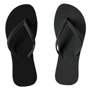 Jet Black Solid Colour Simple Minimalist Flip Flops