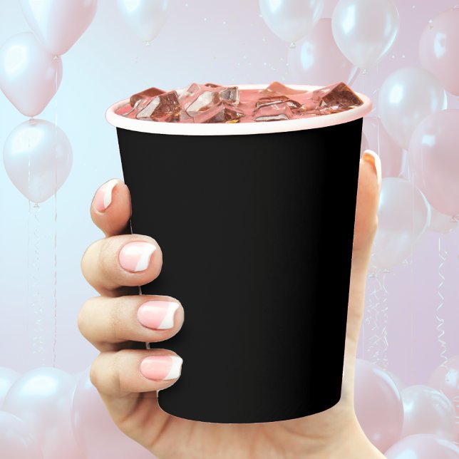 Jet Black Solid Colour Simple Minimalist Paper Cups (jet black paper cup)
