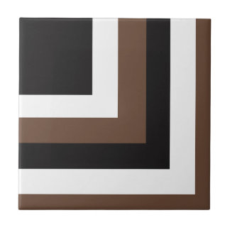 Jet Black White Chestnut Brown Bauhaus L-Shape Tile