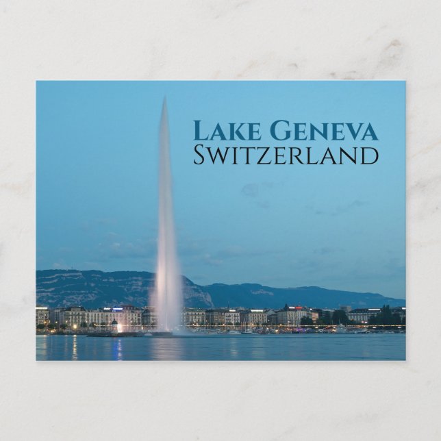 Jet d'Eau Geneva at Night Postcard (Front)