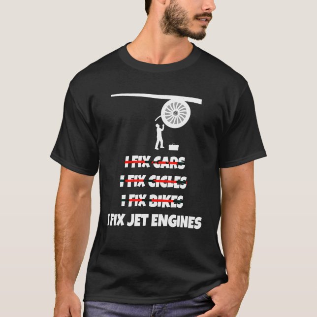 Jet Engine Picture Shirt Mechanic Airplane Technic (Front)
