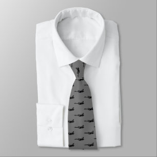 Jet Fighter Aircraft Pattern Blue Tie