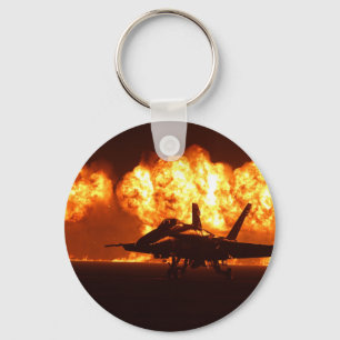 Jet Fighter Flames Keychain