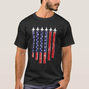 Jet Fighter US American Flag Aircraft Aviation Pla T-Shirt
