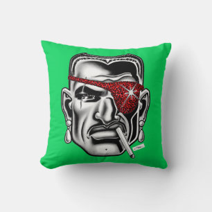 Jet Latex™/Broken Nose/Green Throw Pillow
