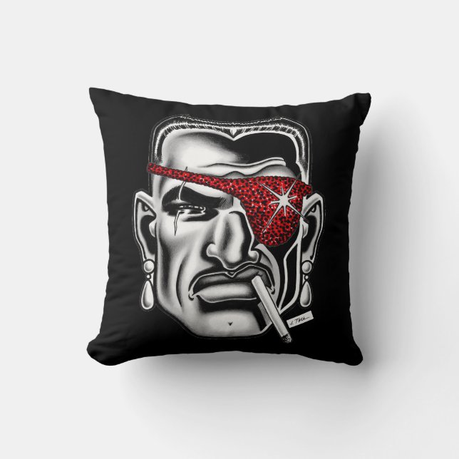 Jet Latex™/Broken Nose Throw Pillow (Front)
