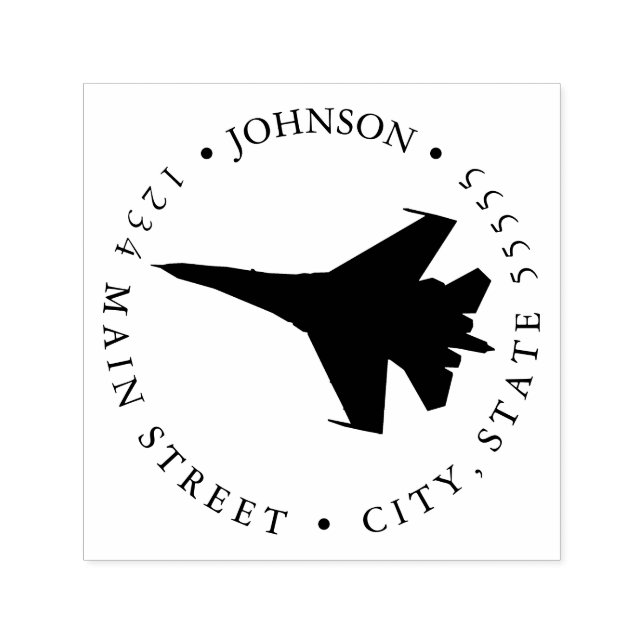 Jet Pilot Silhouette Return Label Self-inking Stamp (Design)