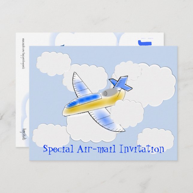 Jet Plane Air Mail Birthday Party (change the age) Invitation (Front/Back)