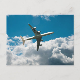 Jet Plane Ascending into Clouds Postcard