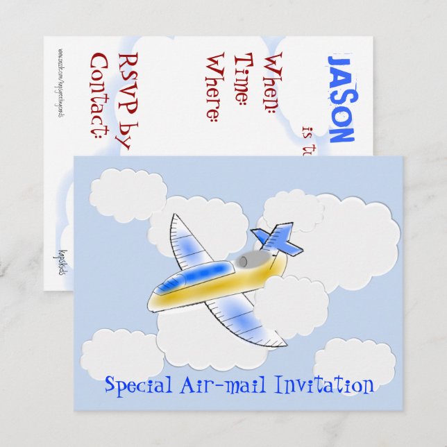Jet Plane Birthday Party (change the age) Invitation (Front/Back)