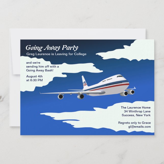 Jet Plane Going Away Party Invitation (Front)
