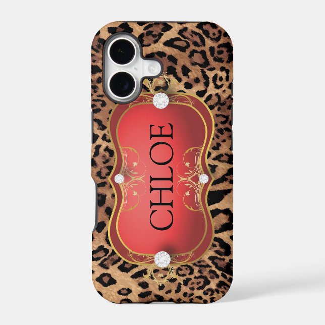 Jet Red Ciao Bella Leopard Phone Case (Back)