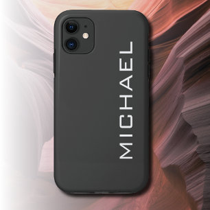 Jet Shadow Solid Colour Minimalist Name iPhone 11 Case