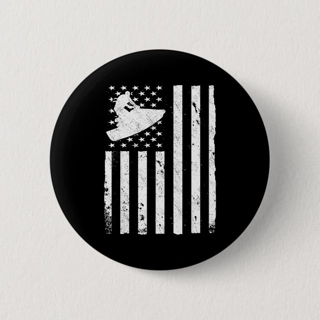 Jet ski american usa flag jetski  2 inch round button (Front)