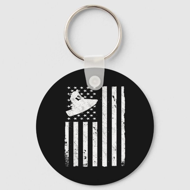 Jet ski american usa flag jetski  keychain (Front)
