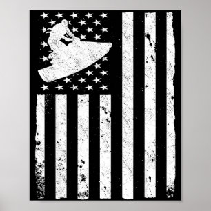 Jet ski american usa flag jetski poster