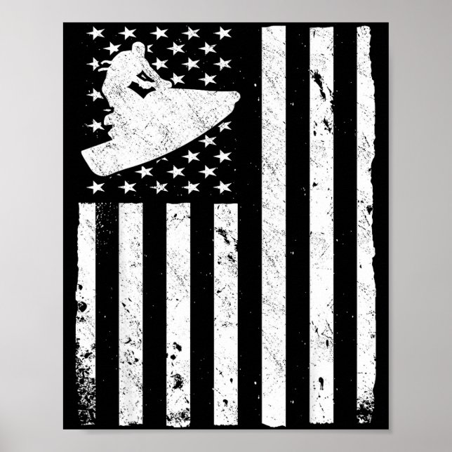 Jet ski american usa flag jetski  poster (Front)
