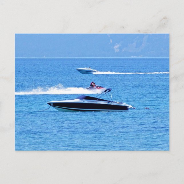 Jet Ski And Boats In The Ocean Postcard (Front)