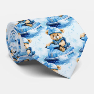 Jet Ski Blue Teddy Bear Neck Tie
