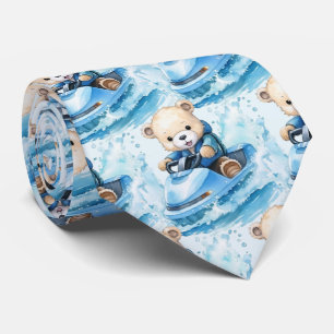 Jet Ski Blue Teddy Bear  Neck Tie