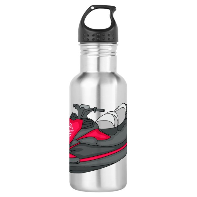 Jet ski cartoon illustration  532 ml water bottle (Front)