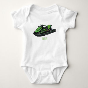Jet ski cartoon illustration baby bodysuit