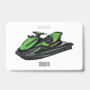 Jet ski cartoon illustration badge