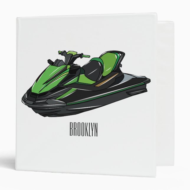 Jet ski cartoon illustration binder (Front/Inside)