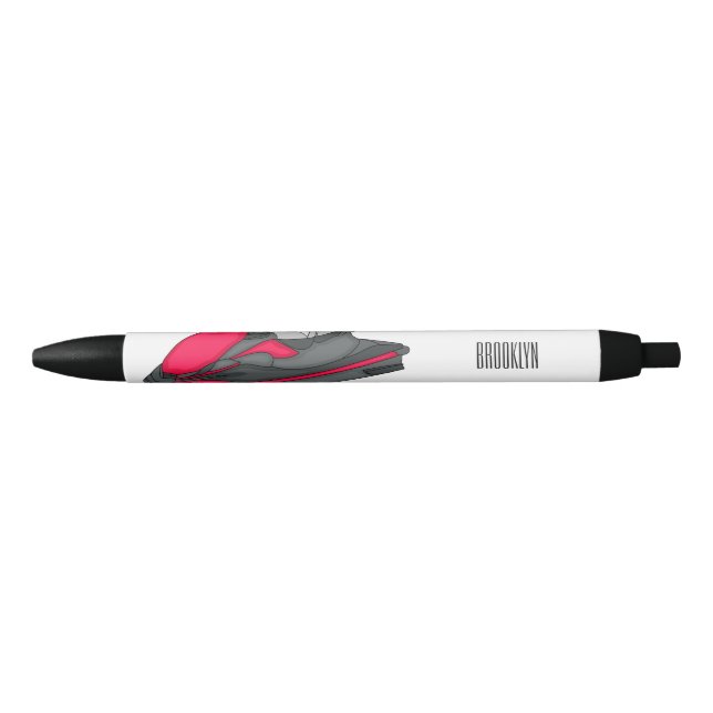 Jet ski cartoon illustration black ink pen (Front)