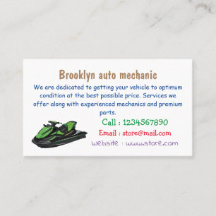Jet ski cartoon illustration business card