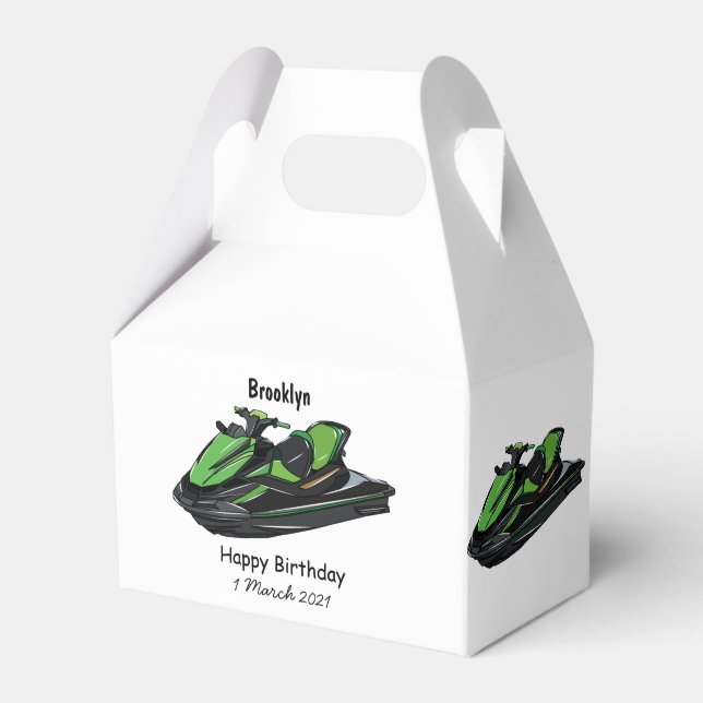 Jet ski cartoon illustration favor box (Front Side)