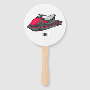 Jet ski cartoon illustration hand fan