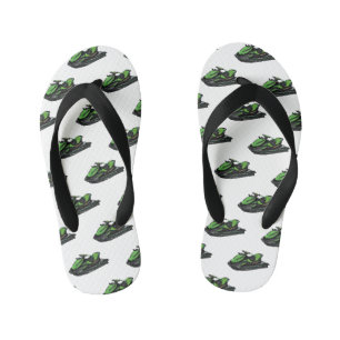 Jet ski cartoon illustration kid's flip flops
