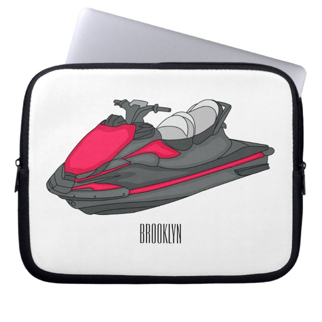 Jet ski cartoon illustration laptop sleeve (Front)