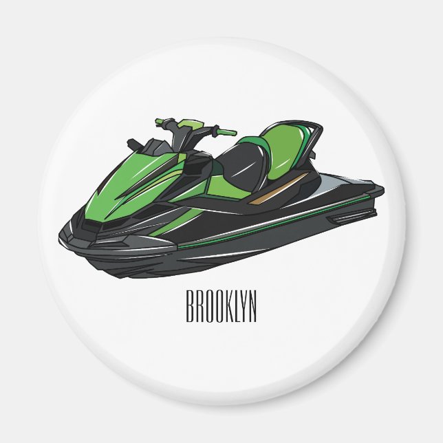 Jet ski cartoon illustration magnet (Front)
