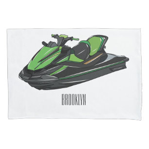 Jet ski cartoon illustration pillowcase