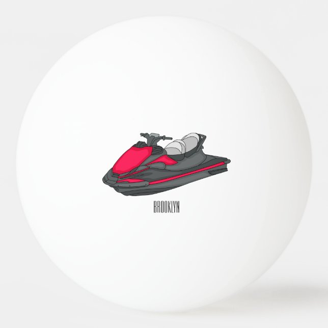 Jet ski cartoon illustration  ping pong ball (Front)