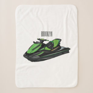 Jet ski cartoon illustration sherpa blanket