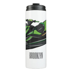 Jet ski cartoon illustration thermal tumbler