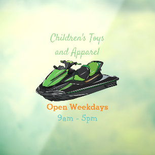 Jet ski cartoon illustration window cling