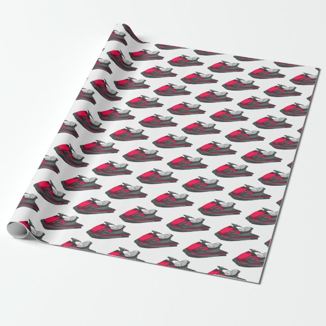 Jet ski cartoon illustration wrapping paper (Unrolled)